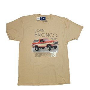 Ford Bronco Mens Vintage Star Bronco Licensed Adult T-Shirt SzL Built For Tough